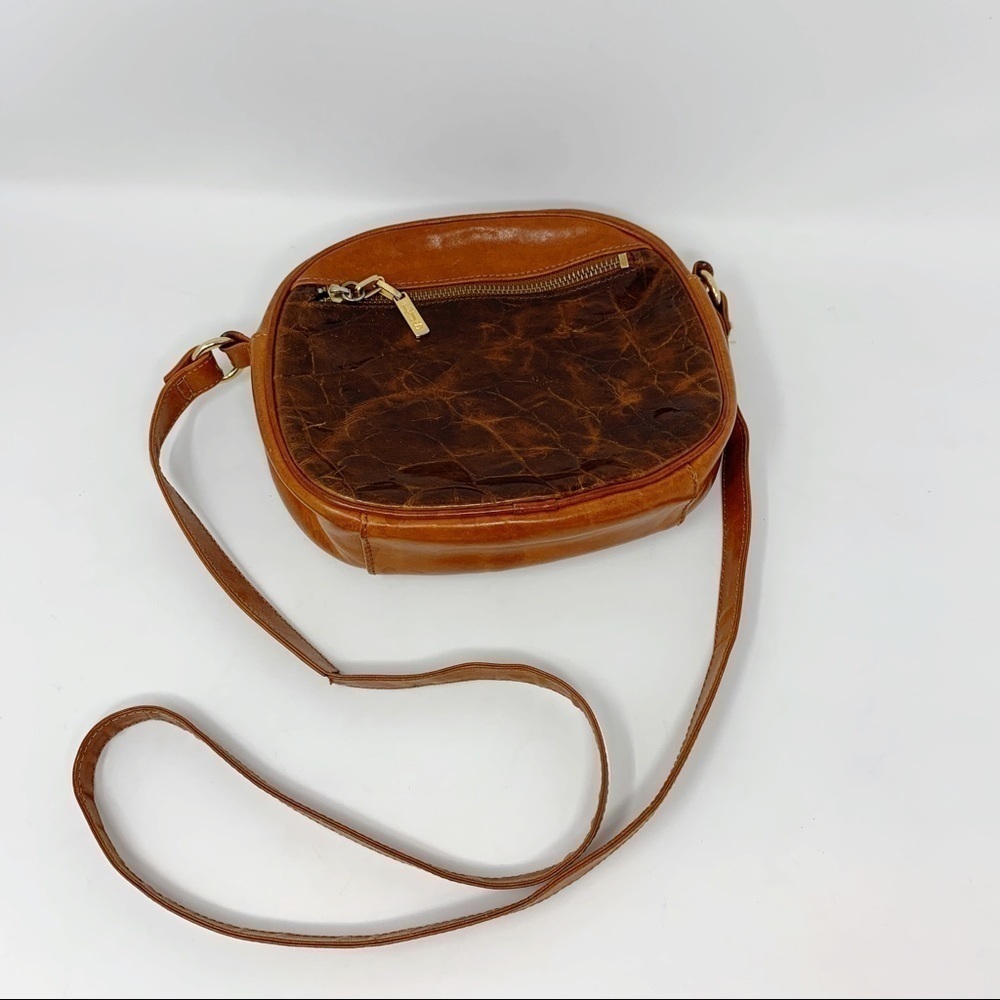 Vintage L.J. Simone Croc Embossed Leather Crossbody Bag